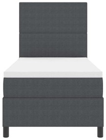 Cama Box Spring com Colchão e Luz LED Cinza Escuro 80x200 cm Tecido Ca