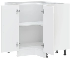 Armário base canto cozinha Porto madeira branco brilhante