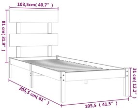 Estrutura de cama 100x200 cm madeira maciça branco