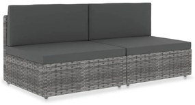 vidaXL Sofá seccional de 2 lugares vime PE cinzento