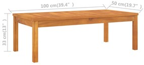 Mesa de centro 100x50x33 cm madeira de acácia maciça