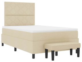 Cama Box com Colchão &amp; Banco Creme 120x200 cm Tecido