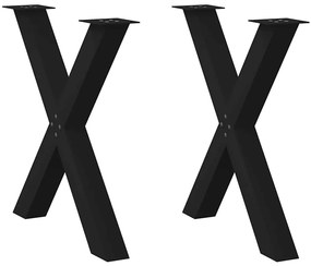 vidaXL Pés de mesa de jantar em formato de X, 2 peças, preto, 80x (72-73) cm, aço