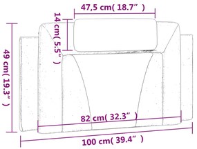 Almofadão de cabeceira 100 cm couro artificial cinzento