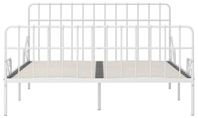 Estrutura de cama com estrado de ripas 200x200 cm metal branco