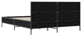 Estrutura de cama 150x200 cm derivados de madeira/metal preto