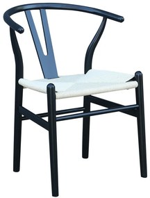 Conjunto 2 Cadeiras WISH, madeira de faia, preta, fibra trançada