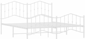 Estrutura de cama com cabeceira e pés 180x200 cm metal branco