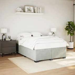 vidaXL Estrutura de cama sem colchão 140x190 cm veludo cinzento-claro