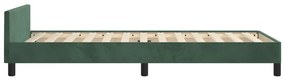 Estrutura de cama c/ cabeceira 90x190 cm veludo verde-escuro