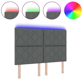 Cabeceira LED vidaXL Design de Bloco de Diamante Cinza Escuro 160 cm T