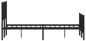 Estrutura de cama com cabeceira e pés 140x190 cm metal preto