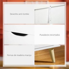 Cómoda com 6 Gavetas e Pés Elevados Cómoda para Dormitório Estilo Moderno Anti-Tombo 120x40x76 cm Branco