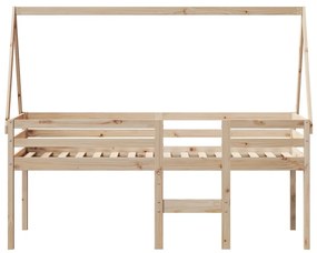 Cama alta com telhado 75x190 cm pinho maciço
