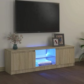 Móvel de TV Vinici com Luzes LED de 120cm - Carvalho - Design Moderno