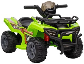 HOMCOM Quadriciclo Elétrico para Crianças Veículo Elétrico a Bateria 6V Infantil com Velocidade 2km/h 70x42x45 cm Verde