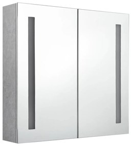 Armário espelhado casa de banho LED 62x14x60cm cinzento cimento
