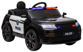 AIYAPLAY Carro Elétrico de Policia para Crianças com Bateria 12V Controlo Remoto Farol Buzina Sirene e Música 112x66x50 cm Preto
