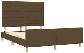 Estrutura de cama sem colchão 140x200 cm tecido castanho-escuro