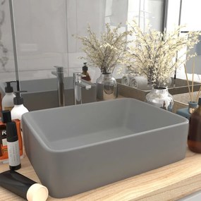 vidaXL Lavatório luxuoso 41x30x12 cm cerâmica cinzento-claro mate