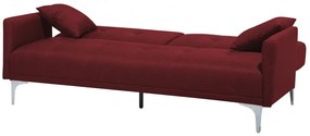 Sofá-cama de 3 lugares em tecido vermelho escuro LUCAN Beliani