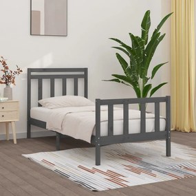 vidaXL Estrutura de cama 90x200 cm pinho maciço cinzento