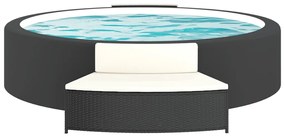 Bancos de spa com almofadões 2 pcs vime PE preto