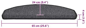 Tapetes de escada 20 pcs 65x24x4 cm antracite