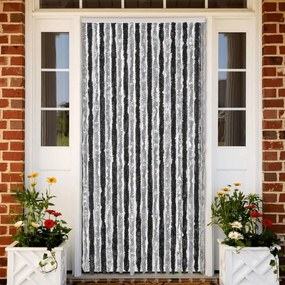 vidaXL Cortina anti-insetos 100x230 cm chenille cinzento e preto