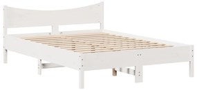 Estrutura de cama com cabeceira 140x200 cm pinho maciço branco