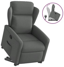 vidaXL Poltrona reclinável elevatória tecido cinzento-escuro