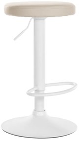 Banco de bar Ponte em couro sintético e com estrutura branca 38,5 x 60-81 x 38,5 cm Creme