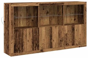Buffet com Luzes LED Madeira Velha 181,5x37x100 cm Madeira Engenharia