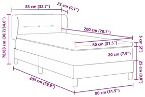 Cama Box Spring vidaXL com Colchão Azul 80x200 cm Tecido