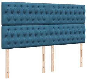 Cama com molas/colchão 200x200 cm veludo azul
