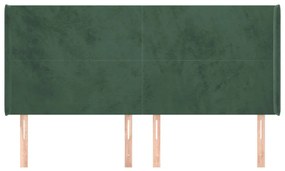 Cabeceira cama c/ abas veludo 203x16x118/128 cm verde-escuro