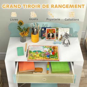 Secretária infantil com cadeira, mesa infantil e cadeira com gaveta e tampo largo, 80 x 41 x 74,5 cm, verde