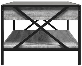 Mesa de centro luzes LED Infinity 90x50x38 cm cinzento sonoma