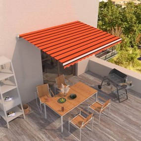vidaXL Toldo retrátil manual 400x350 cm laranja e castanho