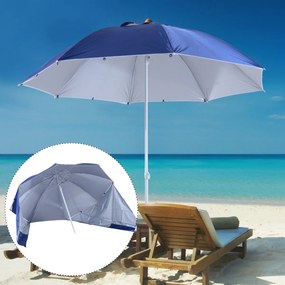 Guarda-sol para praia e jardim com painéis laterais - cor azul - poliéster, ferro e plástico - Φ210x222cm