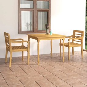 vidaXL 3 pcs conjunto de jantar para jardim madeira de teca maciça