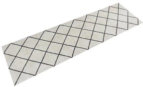vidaXL Tapete de cozinha lavável 45x150 cm veludo padrão quadrados