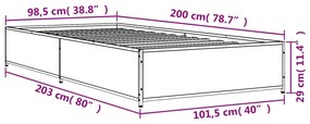 Estrutura de cama derivados de madeira e metal carvalho sonoma