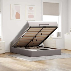 vidaXL Estrutura de cama otomana com colchão tecido cinzento 140x190cm