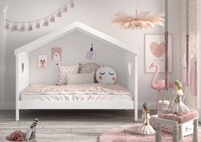 Cama infantil Coleção AMORI House 90x200cm + Estrado + Gaveta inferior + Grade segurança Branca