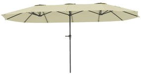Outsunny Chapéu de Sol Duplo 4x2,2 m Chapéu de Sol para Jardim com Manivela Manual Impermeável e Proteção UV30+ Creme