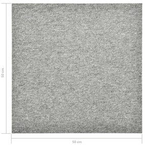 Ladrilhos carpete para pisos 20 pcs 5 m² 50x50cm cinzento-claro