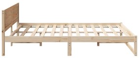 Estrutura de Cama Natural Madeira de Pinho Maciça 140 x 200 cm