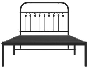 Estrutura de cama com cabeceira 100x200 cm metal preto