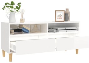 Móvel p/ TV 100x34,5x44,5 cm derivados madeira branco brilhante